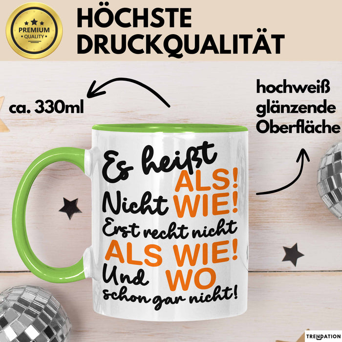 Deutschlehrer Unterricht Tasse Geschenk Lustige Geschenkidee Spruch Grün Trendation