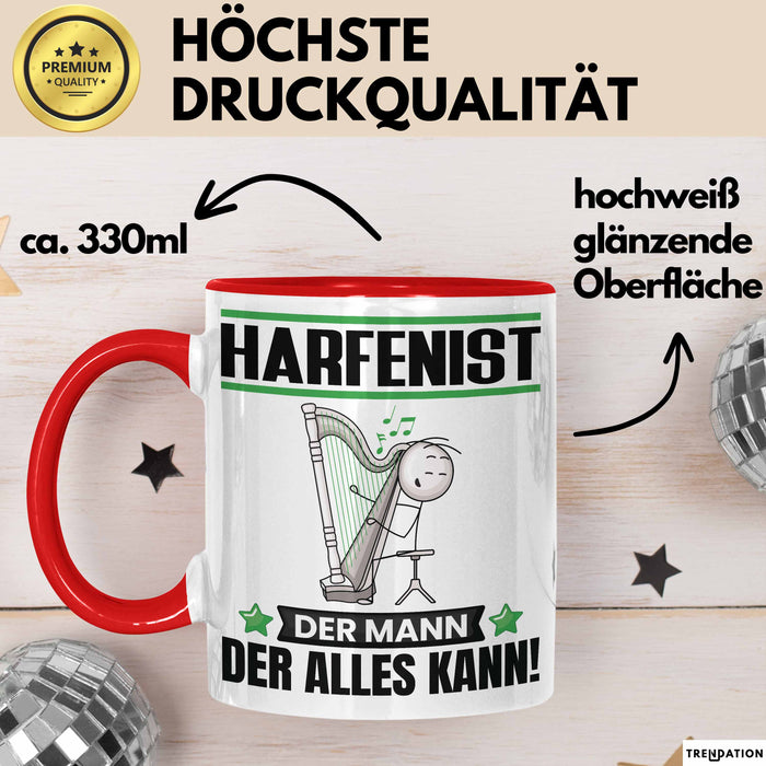 Harfenist Tasse Geschenk für Harfenist Der Mann Der Alles Kann Geschenkidee zum Geburtstag Rot Trendation