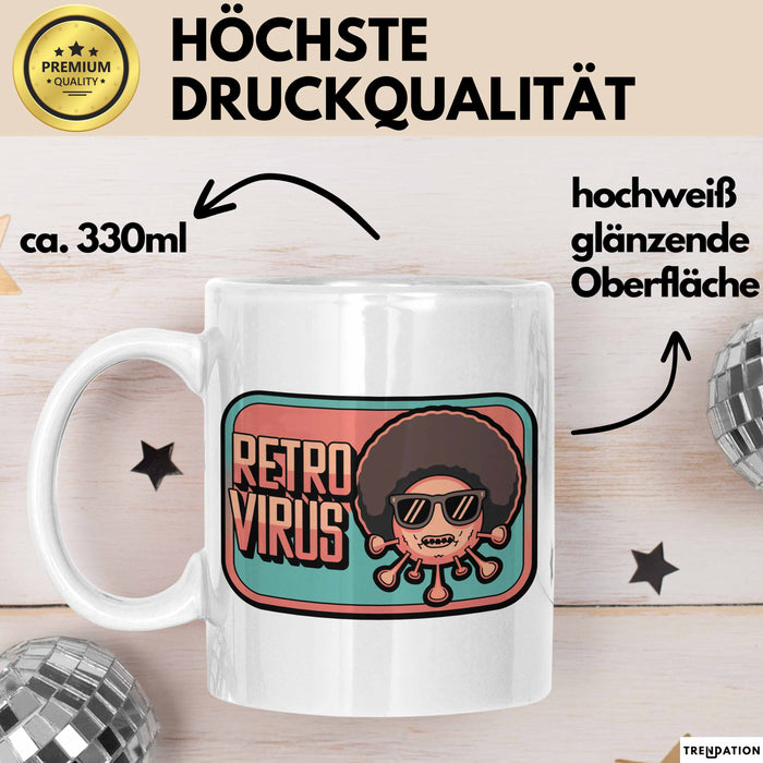 Computerprogrammierer Softwareingenieur Tasse Geschenk Lustige Geschenkidee Spruch Retro Virus Weiß Trendation