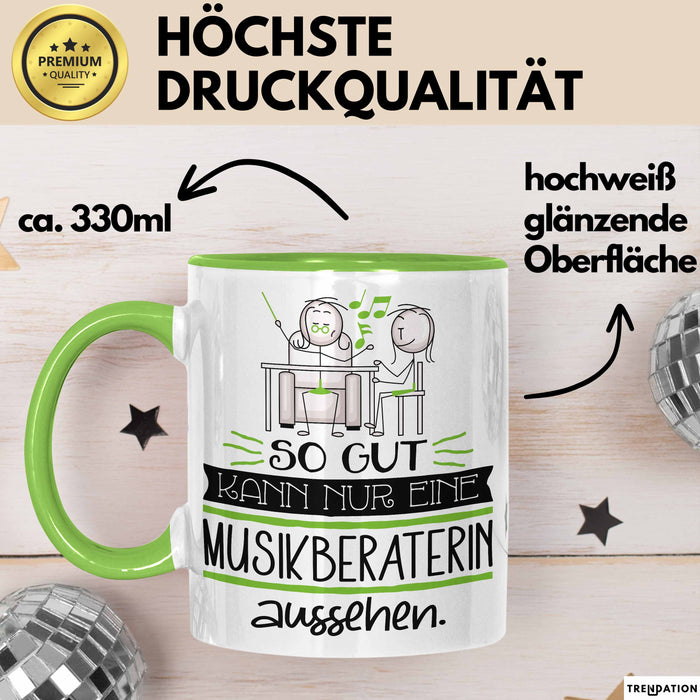 Musikberaterin Geschenk Tasse So Gut Kann Nur Eine Musikberaterin Aussehen Geschenkidee Geburtstag Weihnachten Lustig Grün Trendation