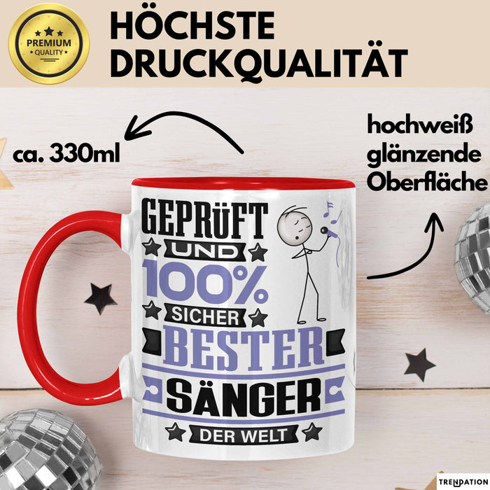 Sänger Geschenk Lustiger Spruch für Sänger Geschenkidee Bester Sänger Der Welt Rot Trendation