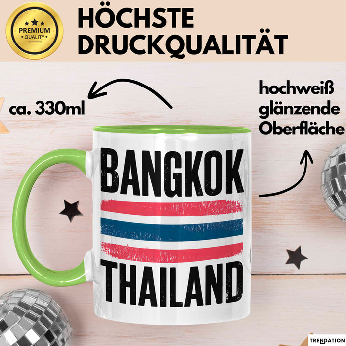 Bangkok Thailand Tasse Geschenk Lustige Geschenkidee Spruch Grün Trendation