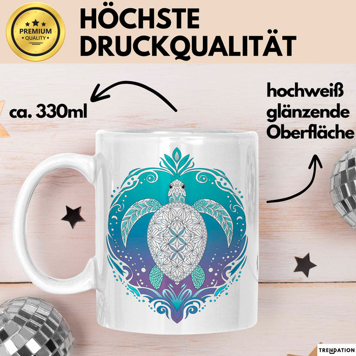 Schildkröte Tierliebhaber Tasse Geschenk Lustige Geschenkidee Spruch Schildkröten Mandala Weiß Trendation
