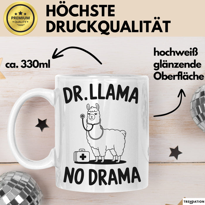 Lama Tasse Geschenk Dr Llama No Drama Geschenkidee Lustig Tier Weiß Trendation