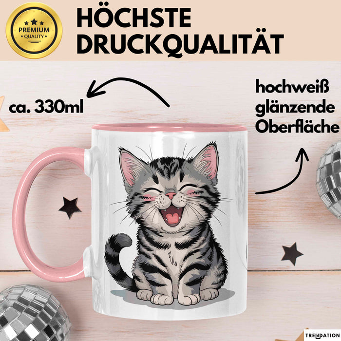 Katzen Tierliebhaber Tasse Geschenk Lustige Geschenkidee Spruch Rosa Trendation