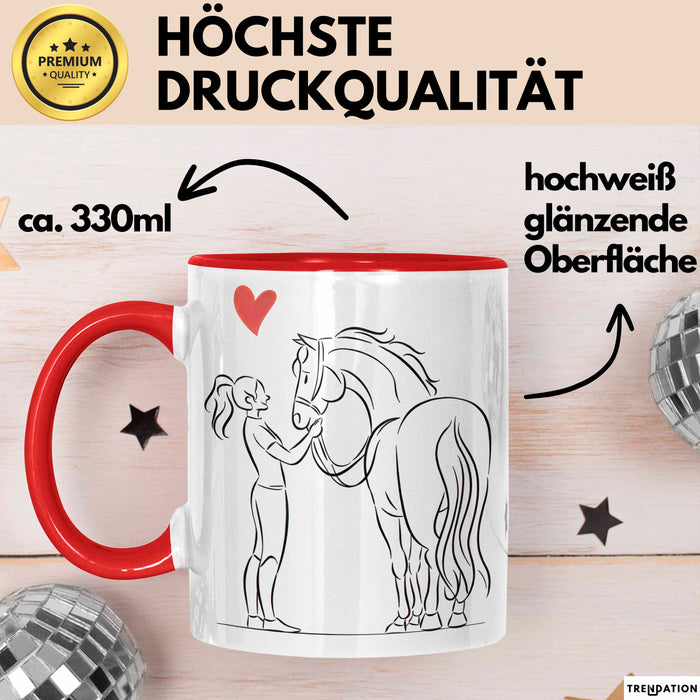 Pferde Tierliebhaber Mädchen Tasse Geschenk Lustige Geschenkidee Spruch Rot Trendation