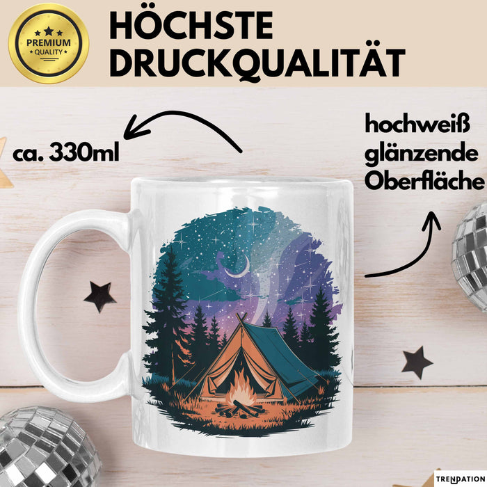 Camper Tasse Geschenkidee für Outdoor Abenteurer Weiß Trendation