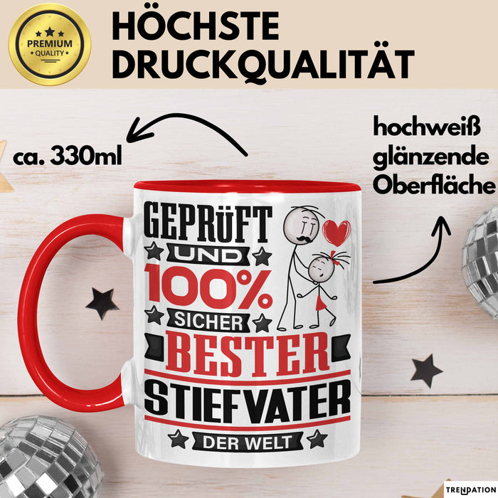 Stiefvater Geschenk Lustiger Spruch für Stiefvater Geschenkidee Bester Stiefvater Der Welt Rot Trendation
