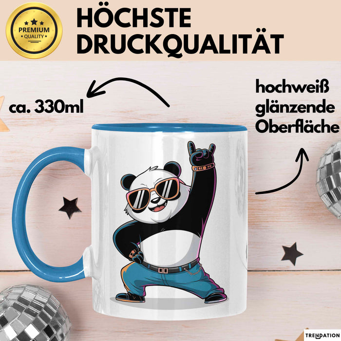 Panda Musiker Tasse Geschenk Lustige Geschenkidee Spruch Blau Trendation