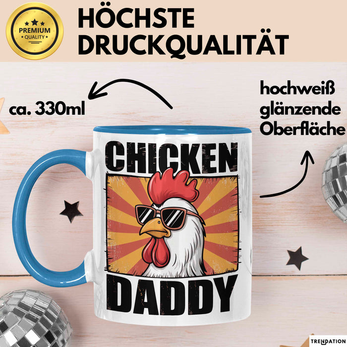 Huhn Tier Bauer Tasse Becher Geschenk Lustige Geschenkidee Spruch Hühnerpapa Blau Trendation