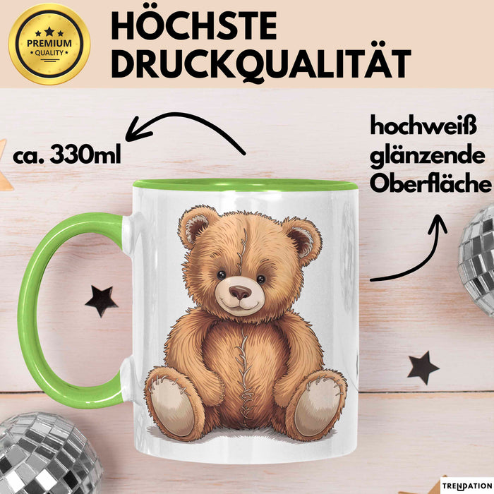 Teddybär Tierliebhaber Tasse Geschenk Lustige Geschenkidee Spruch Grün Trendation