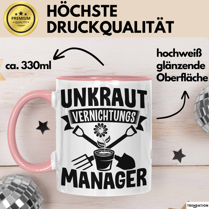Gärtner Tasse Geschenk Unkraut Vernichtungsmanager Rosa Trendation