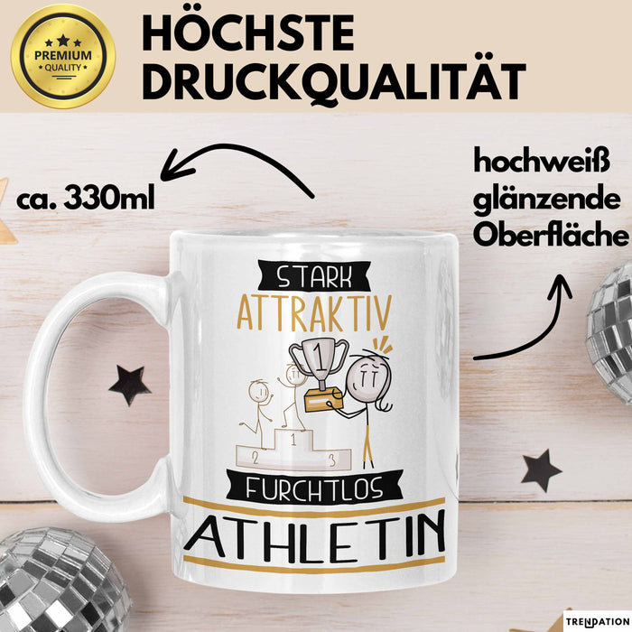 Athletin Tasse Geschenk Becher Stark Attraktiv Furchtlos Athletin Lustige Geschenkidee Weiß Trendation