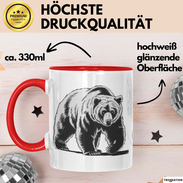 Bär Tierliebhaber Tasse Geschenk Lustige Geschenkidee Spruch Rot Trendation