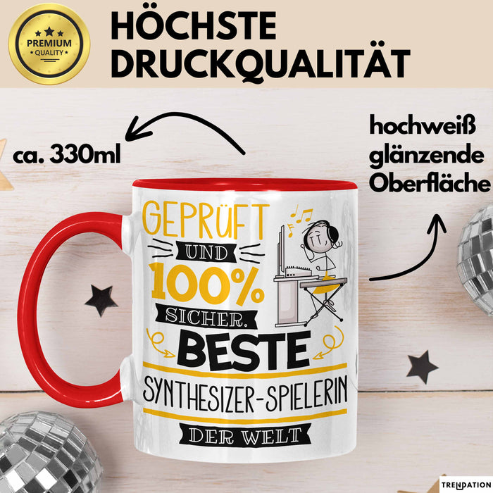Beste Synthesizer-Spielerin Der Welt Tasse Geschenk für Eine Synthesizer-Spielerin Geprüft Und Sicher Geschenkidee Geburtstag Weihnachten Rot Trendation