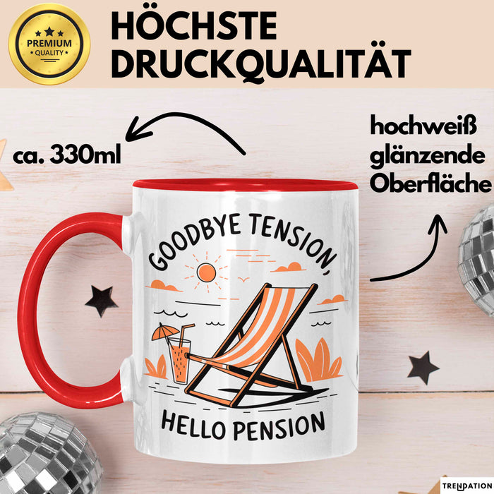 Ruhestand Tasse Geschenk Lustige Geschenkidee Spruch Für Entspanntes Leben Liebhaber Rot Trendation