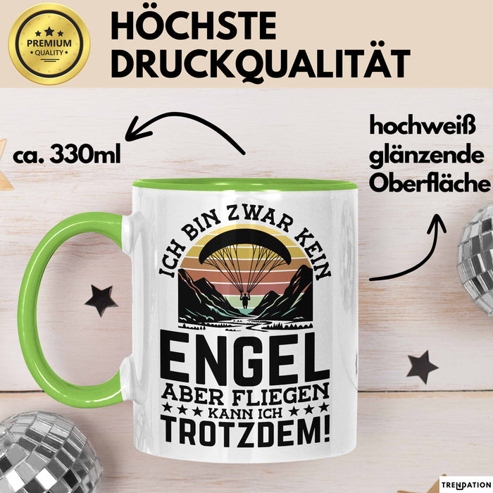 Fallschirmspringer Tasse Geschenk Ich Bin Zwar Kein Engel Aber Fliegen Kann Ich Trotzdem Geschenkidee Becher Grün Trendation