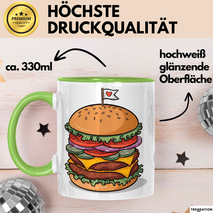 Burger Fan Tasse Geschenkidee für Grillmeister Grün Trendation