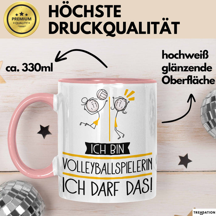 Geschenk für Volleyballspielerin Tasse Lustige Geschenkidee Geburtstag Ich Bin Volleyballspielerin Ich Darf Das Rosa Trendation
