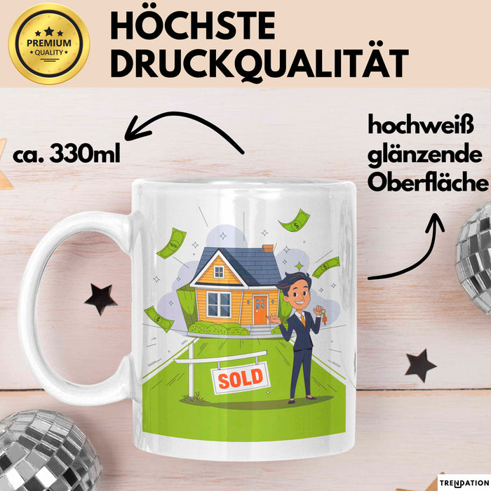Immobilienmakler Tasse Geschenk Lustige Geschenkidee Spruch Für Haus Verkäufer Weiß Trendation