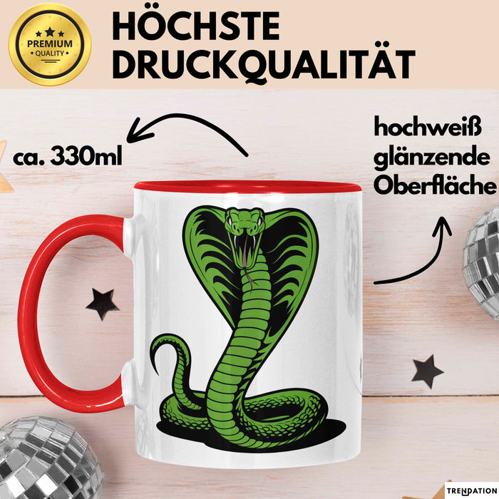 Reptil Schlange Tier Tasse Geschenk Lustige Geschenkidee Spruch Rot Trendation