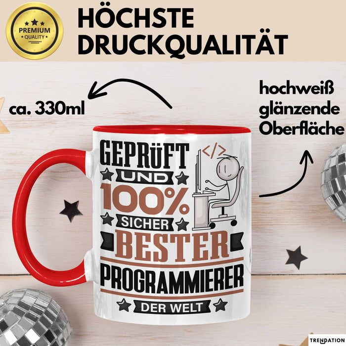 Programmierer Geschenk Lustiger Spruch für Programmierer Geschenkidee Bester Programmierer Der Welt Rot Trendation