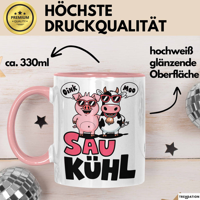 Schweinebauer Schweine Kuh Tier Tasse Geschenk Lustige Geschenkidee Spruch Sau Kuhl Rosa Trendation