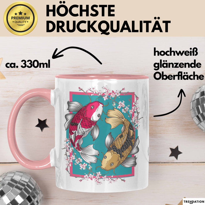 Koi-Fisch-Liebhaber Tasse Geschenk Koifische Rosa Trendation
