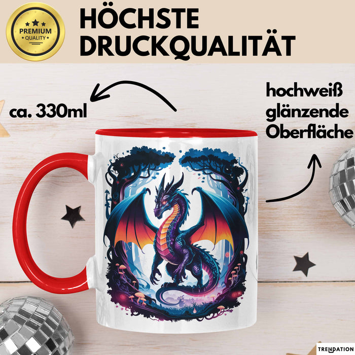 Fantasy Liebhaber Tasse Geschenkidee für Mythologie Fans Rot Trendation
