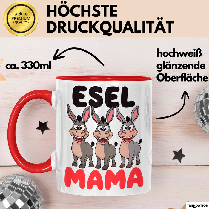 Esel Mama Tasse Geschenk Lustige Geschenkidee Spruch Esel Mama Rot Trendation
