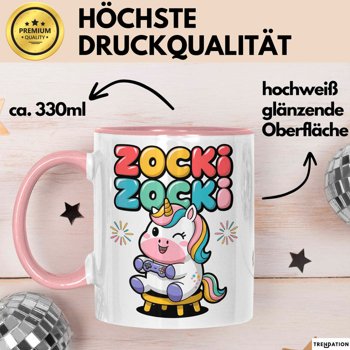Gamer Gaming Liebhaber Tasse Geschenk Lustige Geschenkidee Spruch Zocki Zocki Rosa Trendation