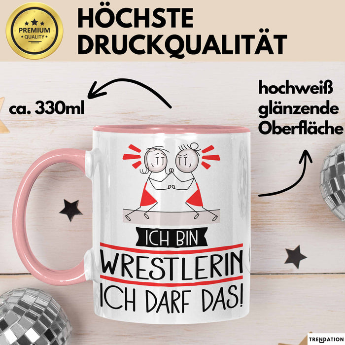 Geschenk für Wrestlerin Tasse Lustige Geschenkidee Geburtstag Ich Bin Wrestlerin Ich Darf Das Rosa Trendation