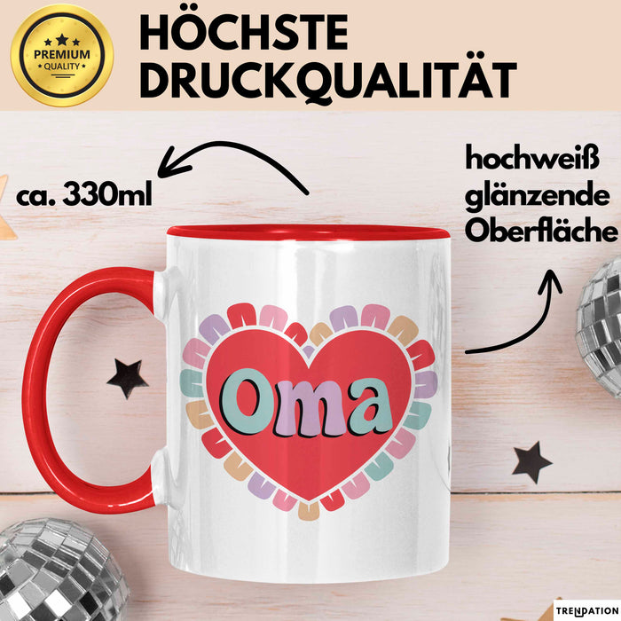 Oma Tasse Geschenkidee Oma Herz Liebende Familie Nana Rot Trendation