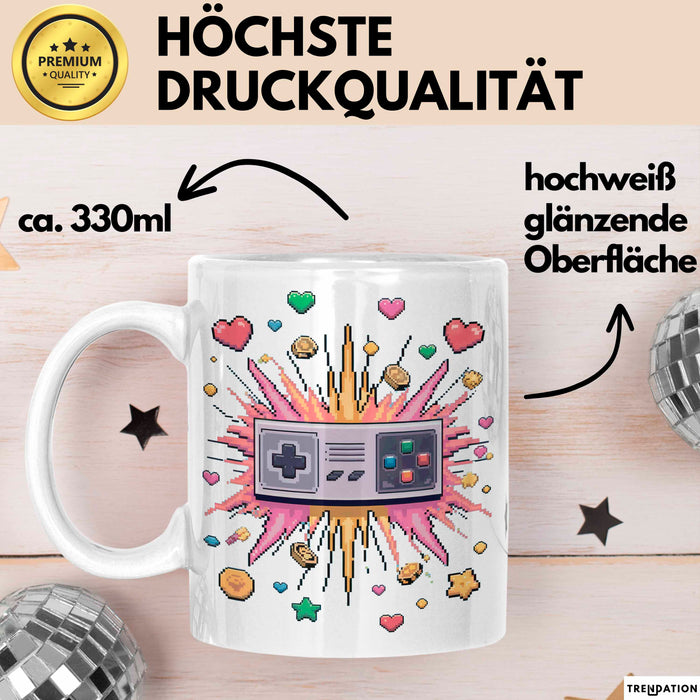 Gamer Tasse Geschenk Lustige Geschenkidee Spruch Für Pixel Krieger Weiß Trendation