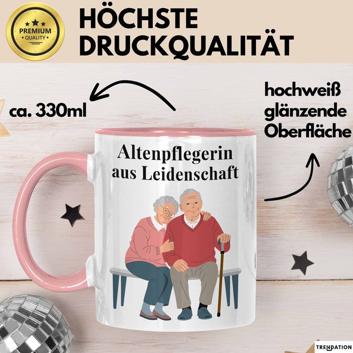 Krankenschwester Pflege Betreuung Tasse Geschenk Lustige Geschenkidee Spruch Altenpflegerin Aus Leidenschaft Rosa Trendation