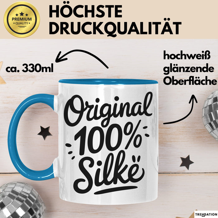 Silke Tasse Geschenk Original 100% Silke Geschenkidee Geburtstag Blau Trendation