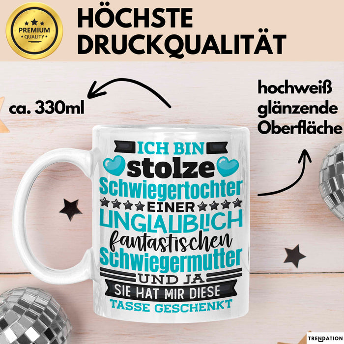 Schwiegertochter Tasse Geschenk Spruch Ich Bin Stolze Schwiegertochter Becher Weiß Trendation