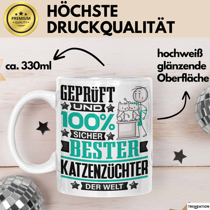 Katzenzüchter Geschenk Lustiger Spruch für Katzenzüchter Geschenkidee Bester Katzenzüchter Der Welt Weiß Trendation