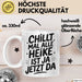 Heike Tasse Geschenk Chillt Mal Alle Heike Ist Ja Jetzt Da Geschenkidee Becher mit Name Weiß Trendation