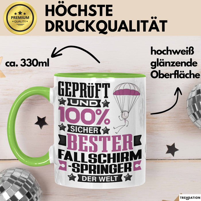 Fallschirmspringer Geschenk Lustiger Spruch für Fallschirmspringer Geschenkidee Bester Fallschirmspringer Der Welt Grün Trendation