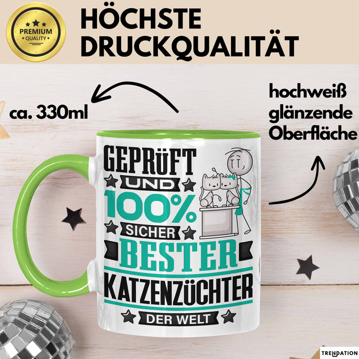 Katzenzüchter Geschenk Lustiger Spruch für Katzenzüchter Geschenkidee Bester Katzenzüchter Der Welt Grün Trendation
