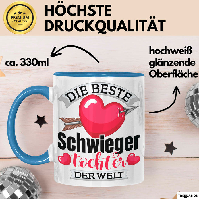 Schwiegertochter Tasse Geschenk Die Beste Schwiegertochter Der Welt Geschenkidee Becher Blau Trendation