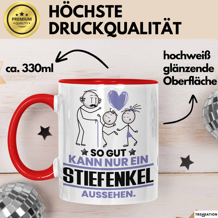 Stiefenkel Geschenk Tasse So Gut Kann Nur Ein Stiefenkel Aussehen Geschenkidee Kaffee-Becher Rot Trendation