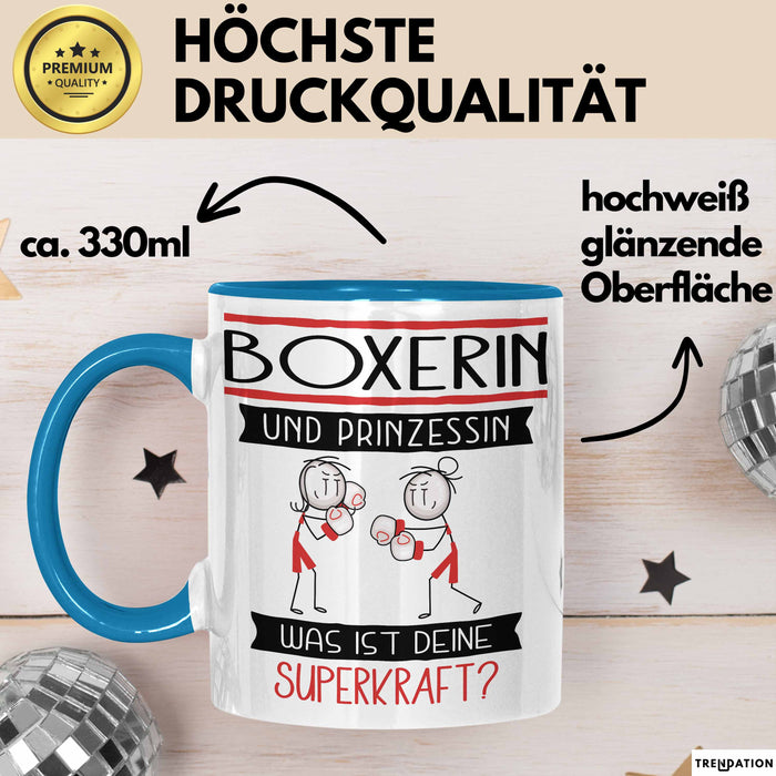 Boxerin Und Prinzessin Tasse Geschenk Für Eine Boxerin Geburtstag Was Ist Deine Superkraft Blau Trendation