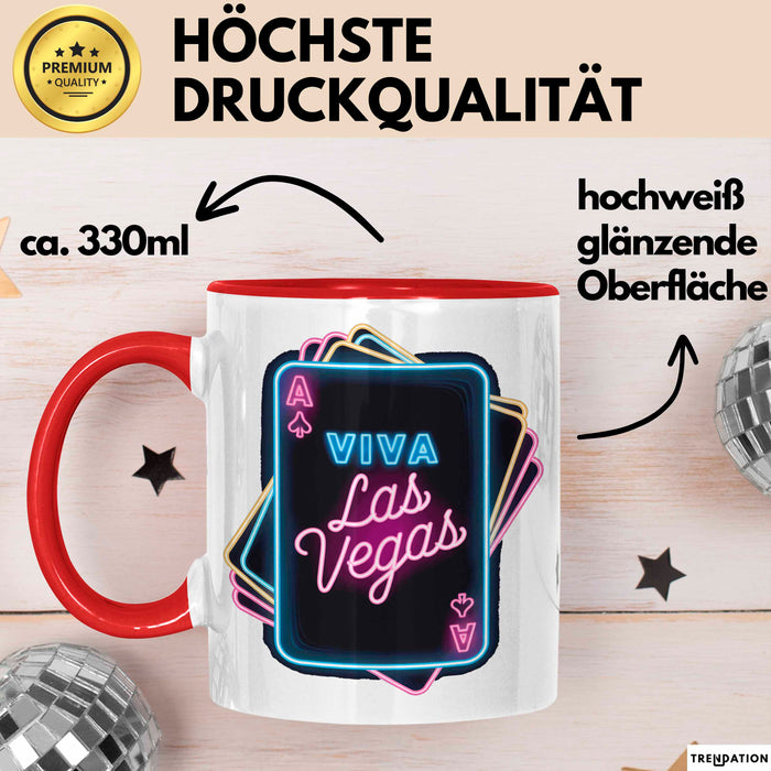 Las Vegas Nevada USA Tasse Geschenk Lustige Geschenkidee Spruch Viva Las Vegas Rot Trendation
