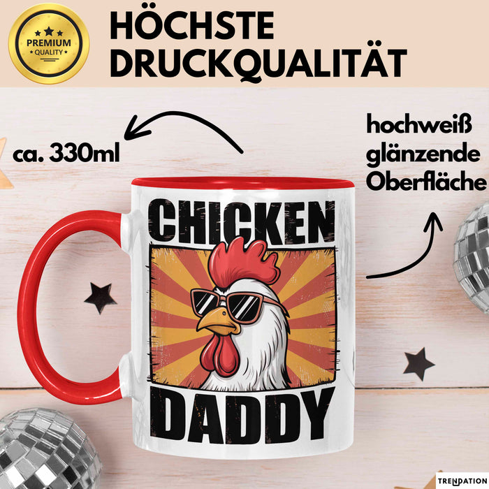 Huhn Tier Bauer Tasse Becher Geschenk Lustige Geschenkidee Spruch Hühnerpapa Rot Trendation