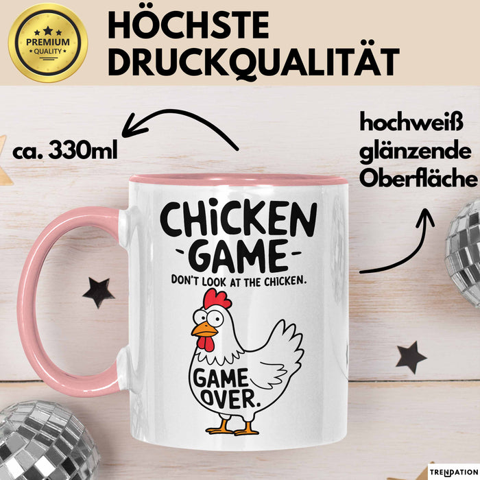Sarkistisches Huhn Tasse Geschenk Lustige Geschenkidee Spruch Hühnerspiel Schau Nicht Auf Das Huhn Rosa Trendation