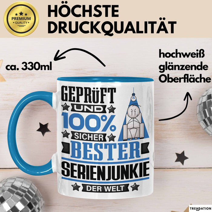 Serienjunkie Geschenk Lustiger Spruch für Serienjunkie Geschenkidee Bester Serienjunkie Der Welt Blau Trendation