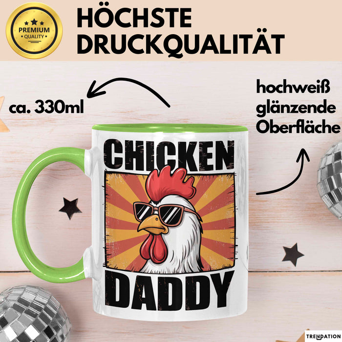 Huhn Tier Bauer Tasse Becher Geschenk Lustige Geschenkidee Spruch Hühnerpapa Grün Trendation