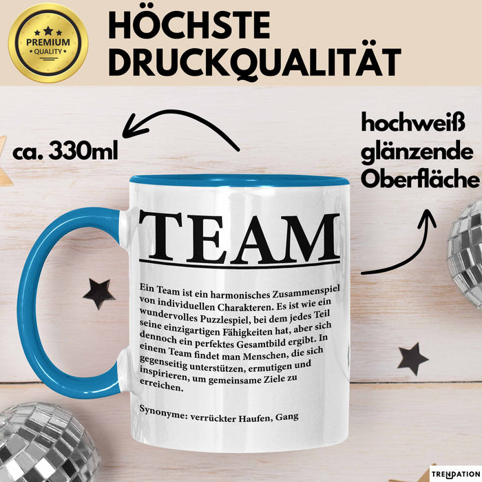 Büroarbeit Kollege Wertschätzung Tasse Geschenk Lustige Geschenkidee Spruch Team Blau Trendation
